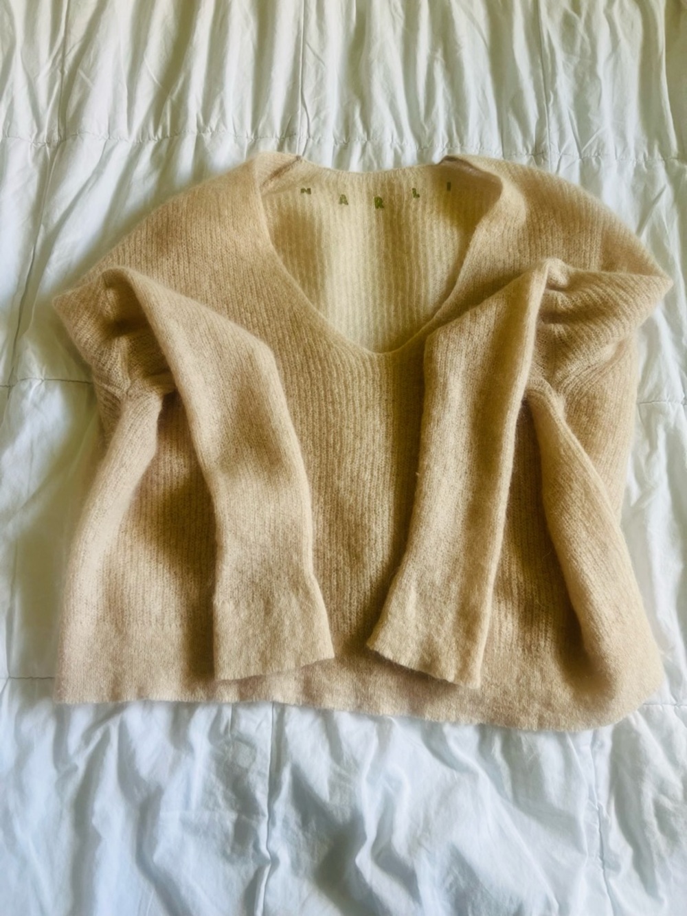 Relaxed V-Neck Sweater in Beige